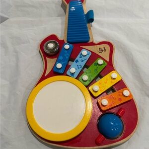 Hape: 6-In-1 Music Maker - Rainbow Colors, Wooden Guitar Shaped Musical Toy